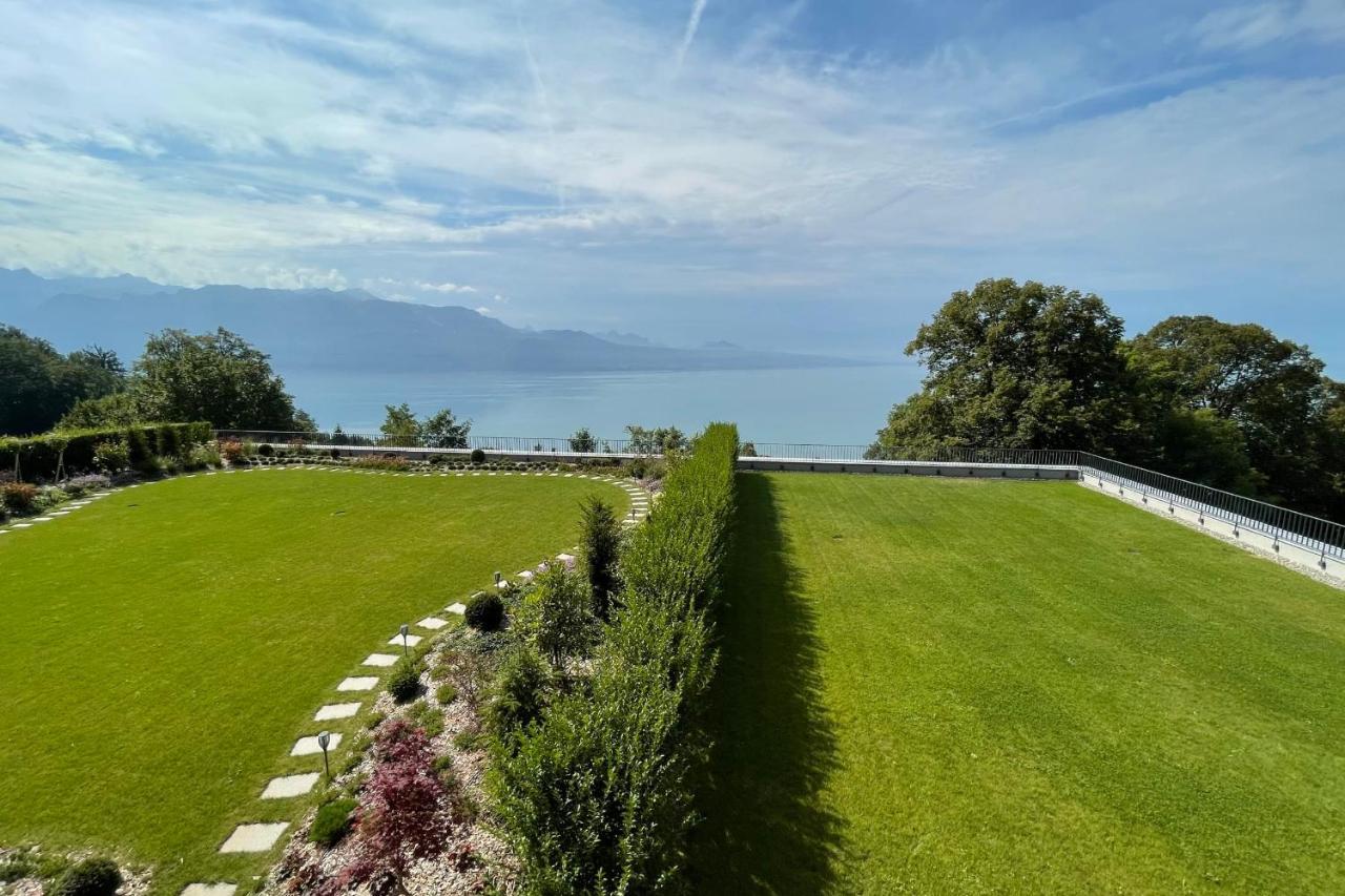 Les Terrasses De Lavaux 1 - Appartement De Luxe Avec Vue Panoramique Et Piscine Puidoux Eksteriør bilde