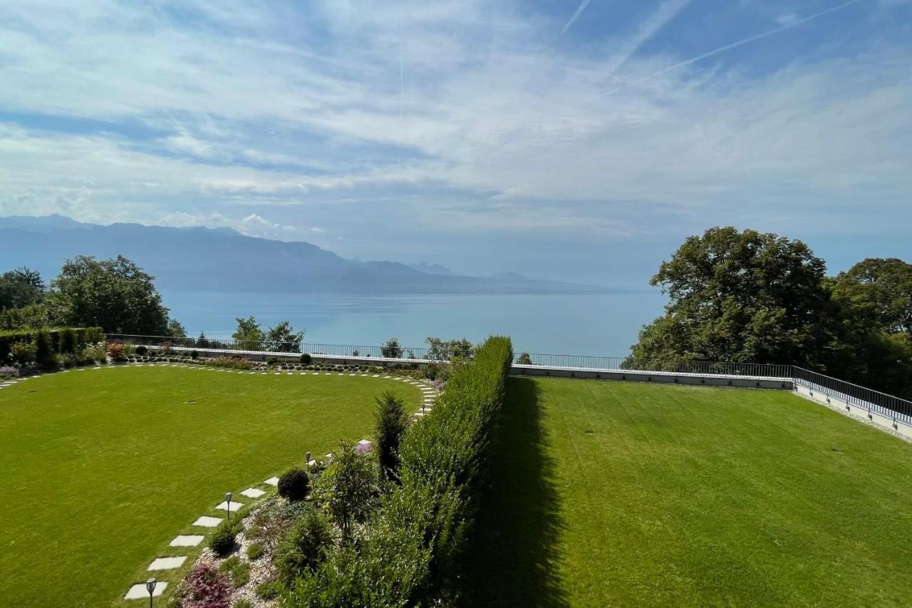 Les Terrasses De Lavaux 1 - Appartement De Luxe Avec Vue Panoramique Et Piscine Puidoux Eksteriør bilde